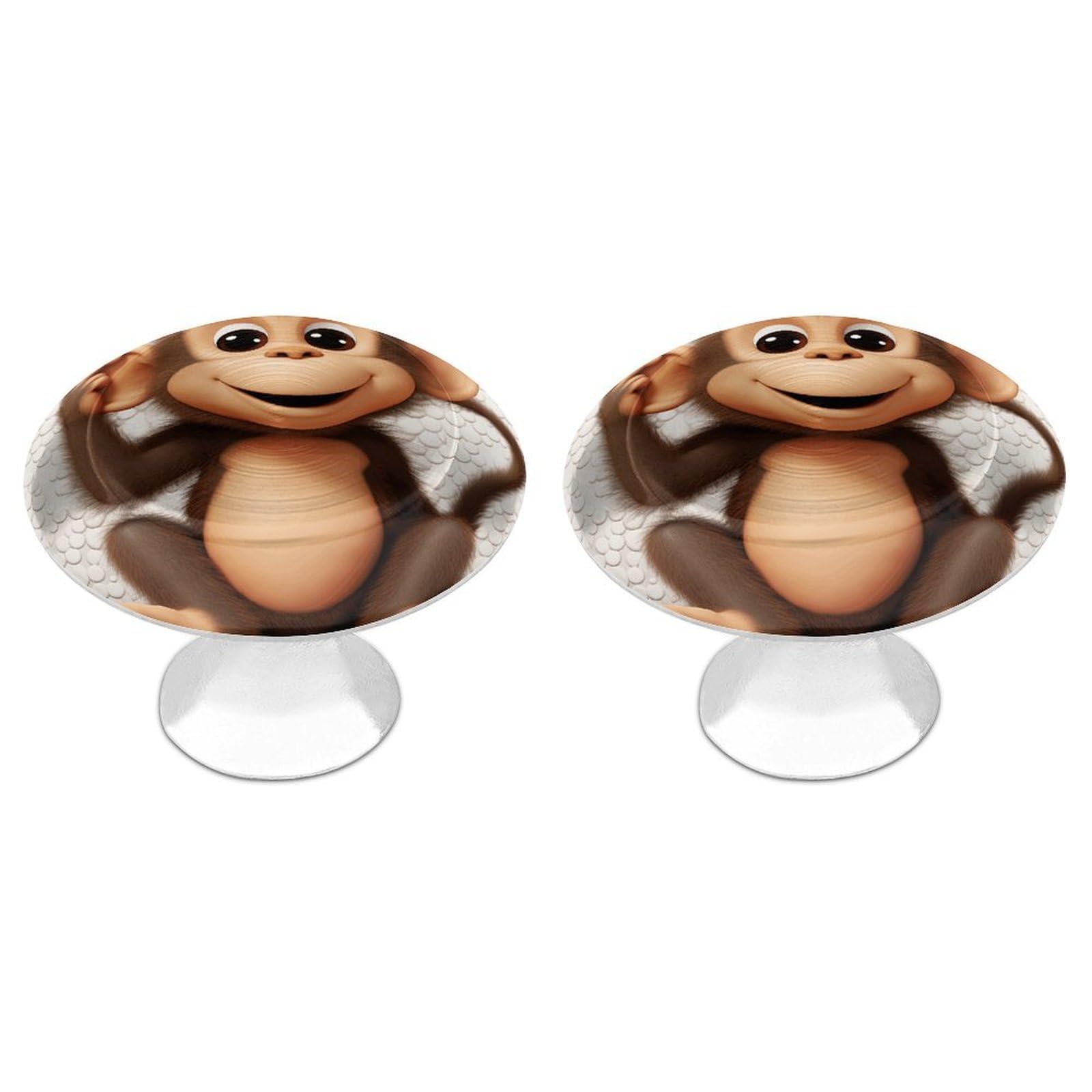 Vstadank Style Cute Monkey Cabinet Knobs Round Wardrobe Pulls Simple Drawer Handles With Screw Aluminum Alloy Closet Door Pull Modern Cabinet Hardware For Dresser Drawers 2 Pack