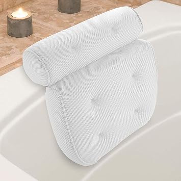 Bathroom Pillow, Non-slip 6 Large Suction Cups, Fully Support Head and Neck and Back Waterproof Home Bath Pillow Spa