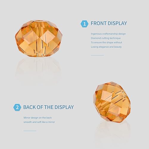 Miniatura 8 de FZH Kit de cuentas de cristal de Briolette facetado de 4 a 0394in para hacer joyas 410 cuentas espaciadoras de cristal en forma de Rondelle