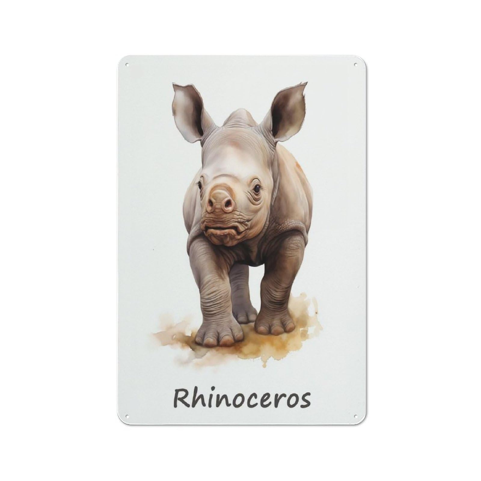Junmoney Rhinoceros Animal Safari 30X20cm Retro Metal Plaque With For Kitchen Or Home Bar, For Garage, Workshop And Man Cave Decoration