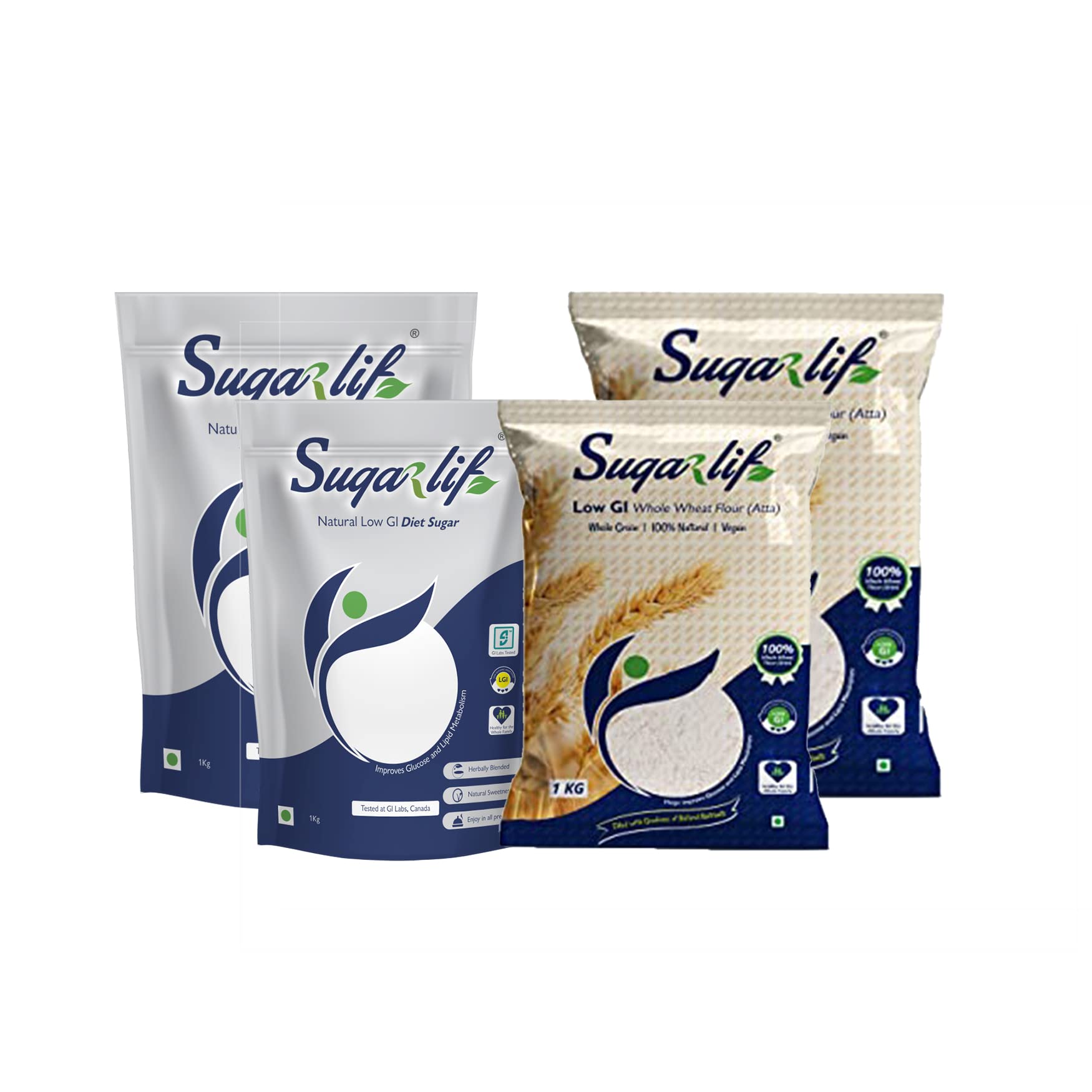 Sugarlif Diet Sugar & Whole wheat Atta LOW GI | Diabetic Friendly Herbal Cane Sugar | Free From Chemicals Flour | Diet Sugar (2kg) & Whole wheat Atta (2kg) - Combo Pack (B0B74WY7XL) Amazon Price History, Amazon Price Tracker