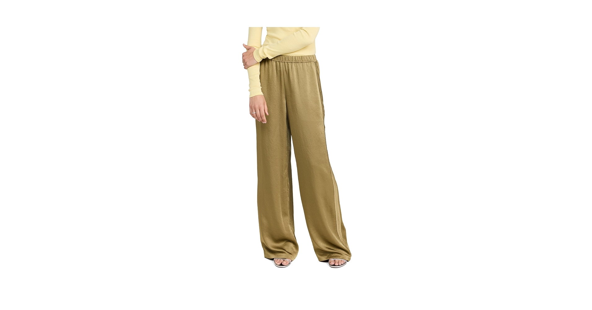 Vince Womens MID Rise Side Strap Wide Leg Pant, Coastal