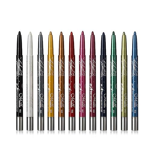 MEICOLY Juego de delineador de ojos de 12 colores impermeable colorido de secado rápido pintura de maquillaje de ojos de larga duración