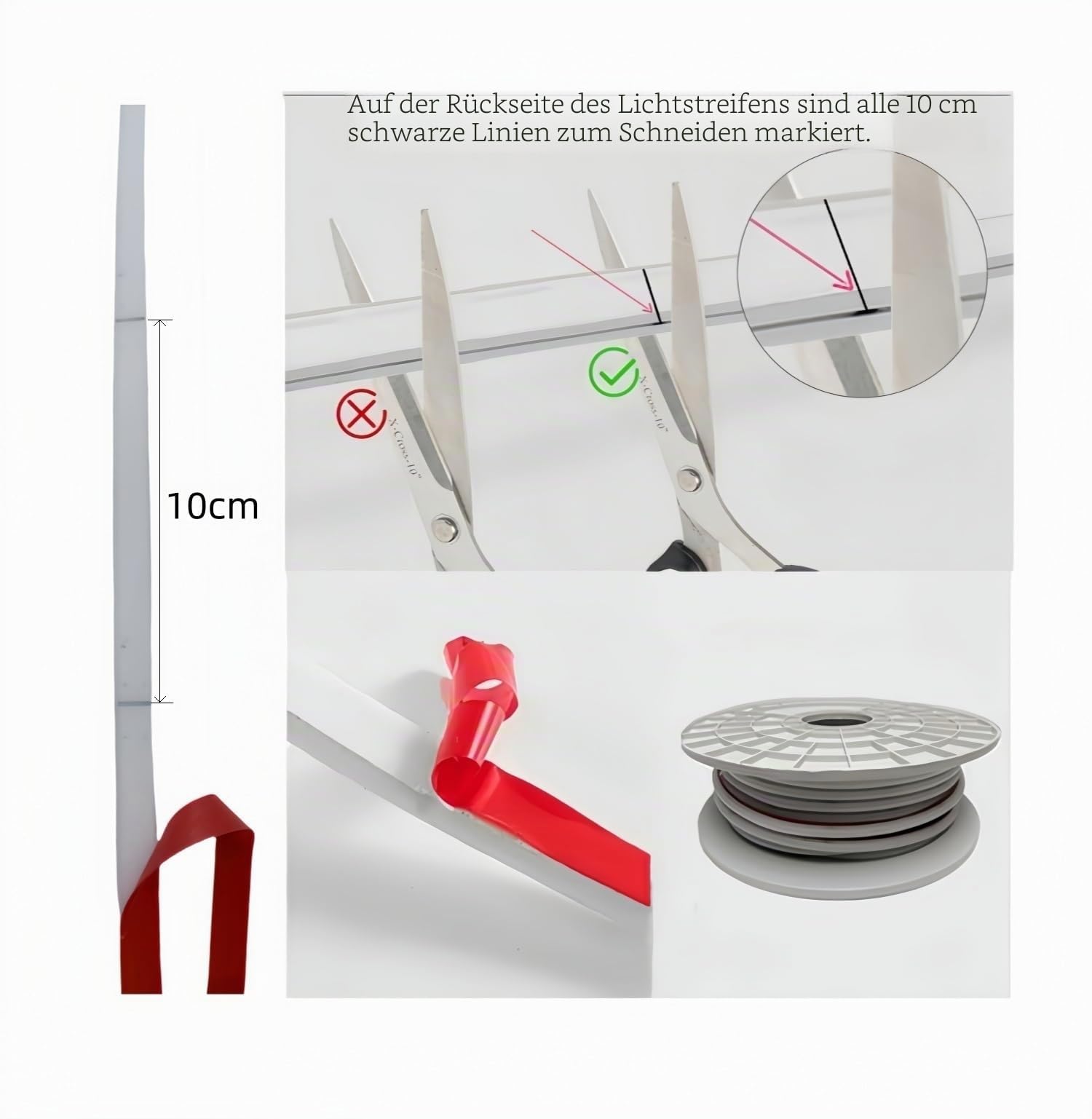ONSSI Neon LED-Streifen 220V (Warmweiß,10 Meter),12W/m COB-Lichtschlauch mit hoher Helligkeit,jeder Schnitt von 10 cm,IP65 mit Schaltersteckdose und Aufkleber,Neon-LED für den Innen-und Außenbereich