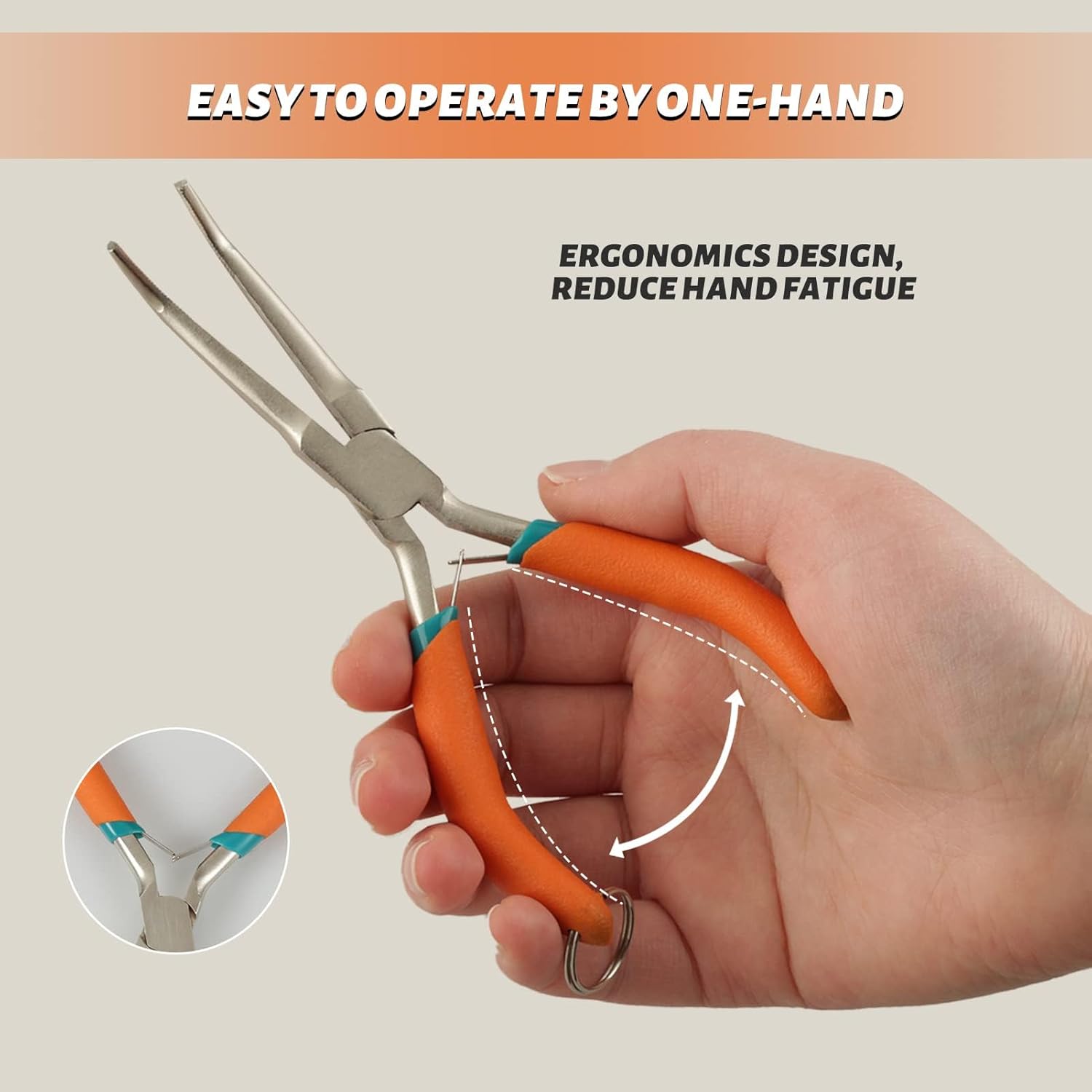 SPEEDWOX 2PCS Long Needle Nose Pliers With Curved & Straight Tips, Hook & Wire Looping Pliers, Anti-Loss Lanyard