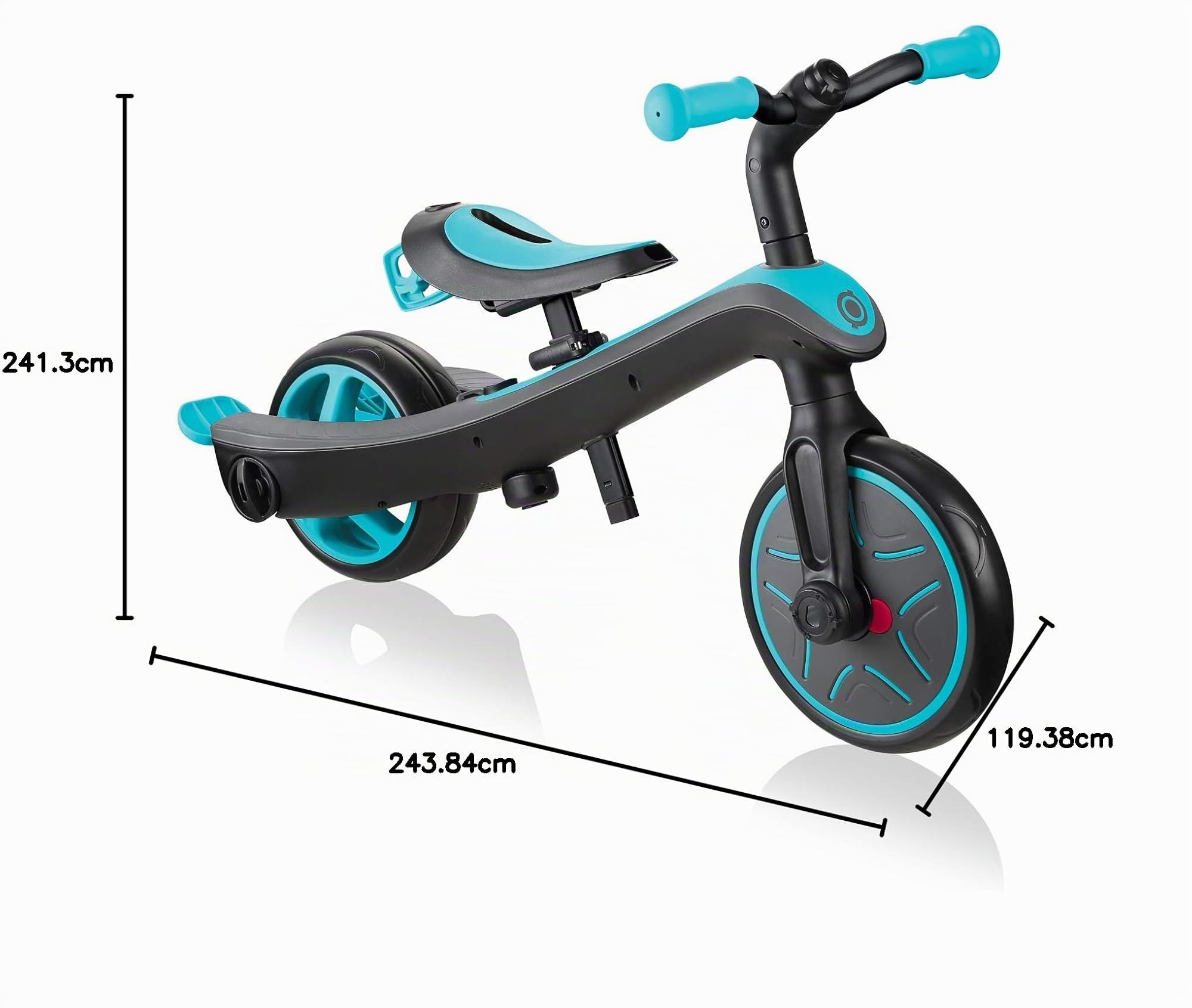 Globber - Explorer Trike 4 in 1 - Triciclo y Bicicleta de Equilibrio Todo en uno para niños pequeños de 10m + a 5 años +, Verde Azulado