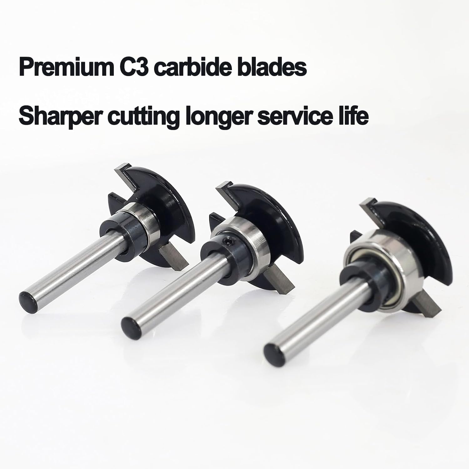 3pcs Top Bearing Slot Cutter Router Bit Set - 1/4 Inch Shank, 5/32" Cutting Height, Wood Slotting Cutter Bit, for Groove Edges, 1/4" 5/16" 3/8" Depth