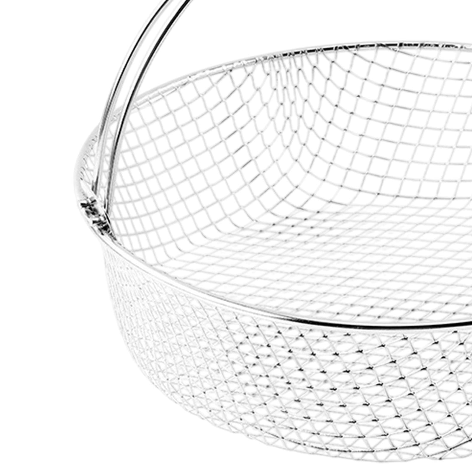 Gralara 5 Piezas Cesta para Freidora de Aire de Acero Inoxidable 304 con Mango Resistente para Verduras Accesorio de Cocina Adecuado para Freidoras Eléctricas, 4 Piezas