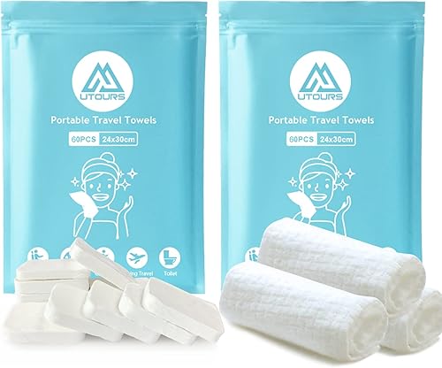 Miniatura 10 de 60 toallas comprimidas, tabletas de papel higiénico reutilizables, monedas, pañuelos de camping, toallas portátiles para belleza en el hogar y
