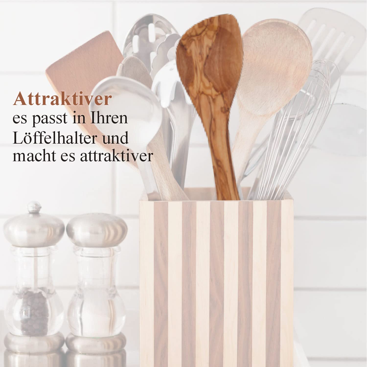 Set di 3 utensili da cucina in legno d'ulivo, cucchiaio in legno e cucchiaio, 30 cm e 20 cm, incluso
