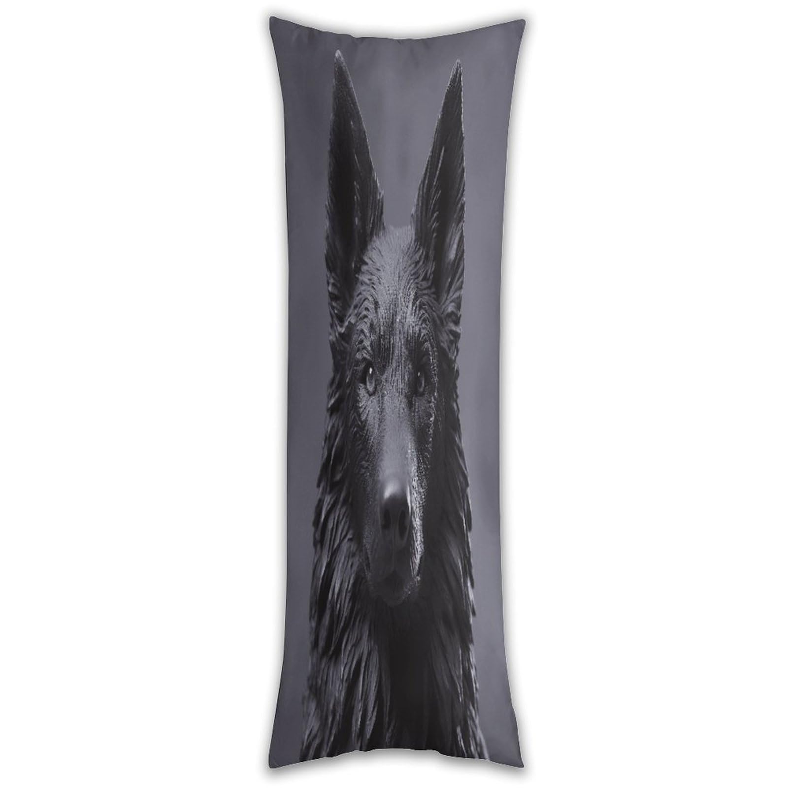 Black German Shepherd Body Pillow Cover with Hidden Zipper Breathable Polyester Long Pillow Case Cozy Fuzzy Body Pillowcase Ultra Soft Long Pillow Cover for Bedroom 18.9 X 53 in