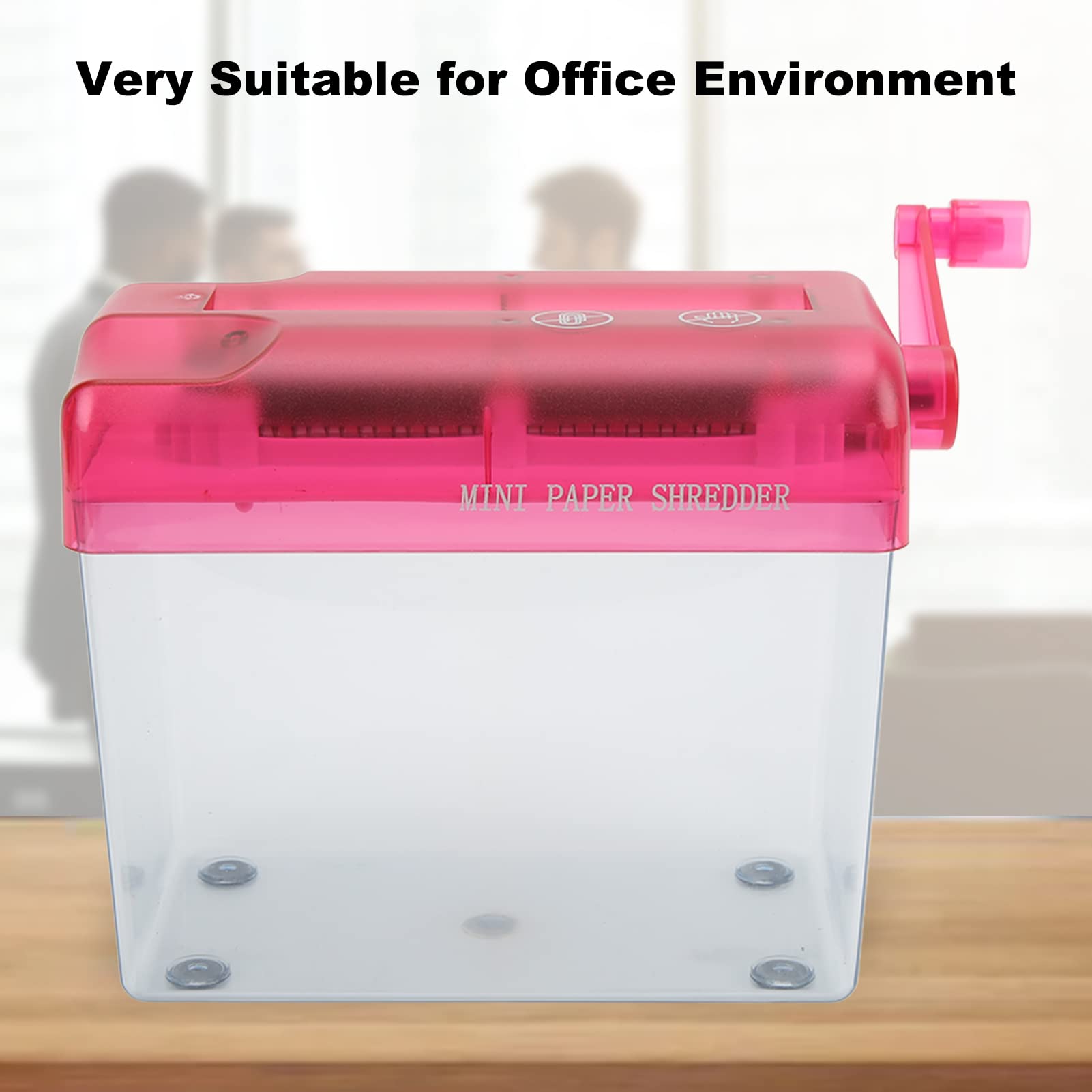 Baxnore Mini Manual Paper Shredder, Transparent Mute File Shredding Machine, Capacity 1l, A4 Strip Cut Paper Shredders, Small Shredder for Office School - Image 2