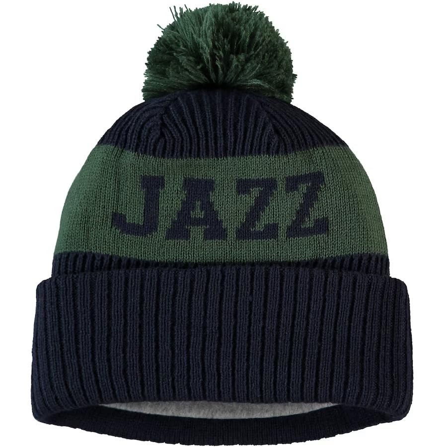 New Era Utah Jazz NE21 Sport Sideline Navy Blue Cuff Beanie Hat with Pom - NBA Cuffed Winter Knit Cap