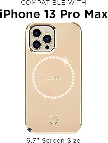 Miniatura 8 de LuMee Halo - Funda iluminada para selfie para iPhone 13 Pro Max - Iluminación LED ajustable incorporada - 6.7 pulgadas - Espejo dorado