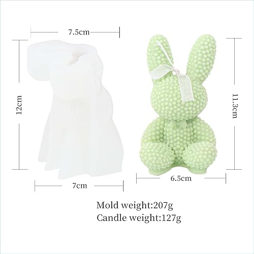 Miniatura 2 de Grainrain Moldes de velas 3D Pilar Silicona Jabón Molde Conejo Hecho a Mano de Soja Molde de Cera (SXY065)