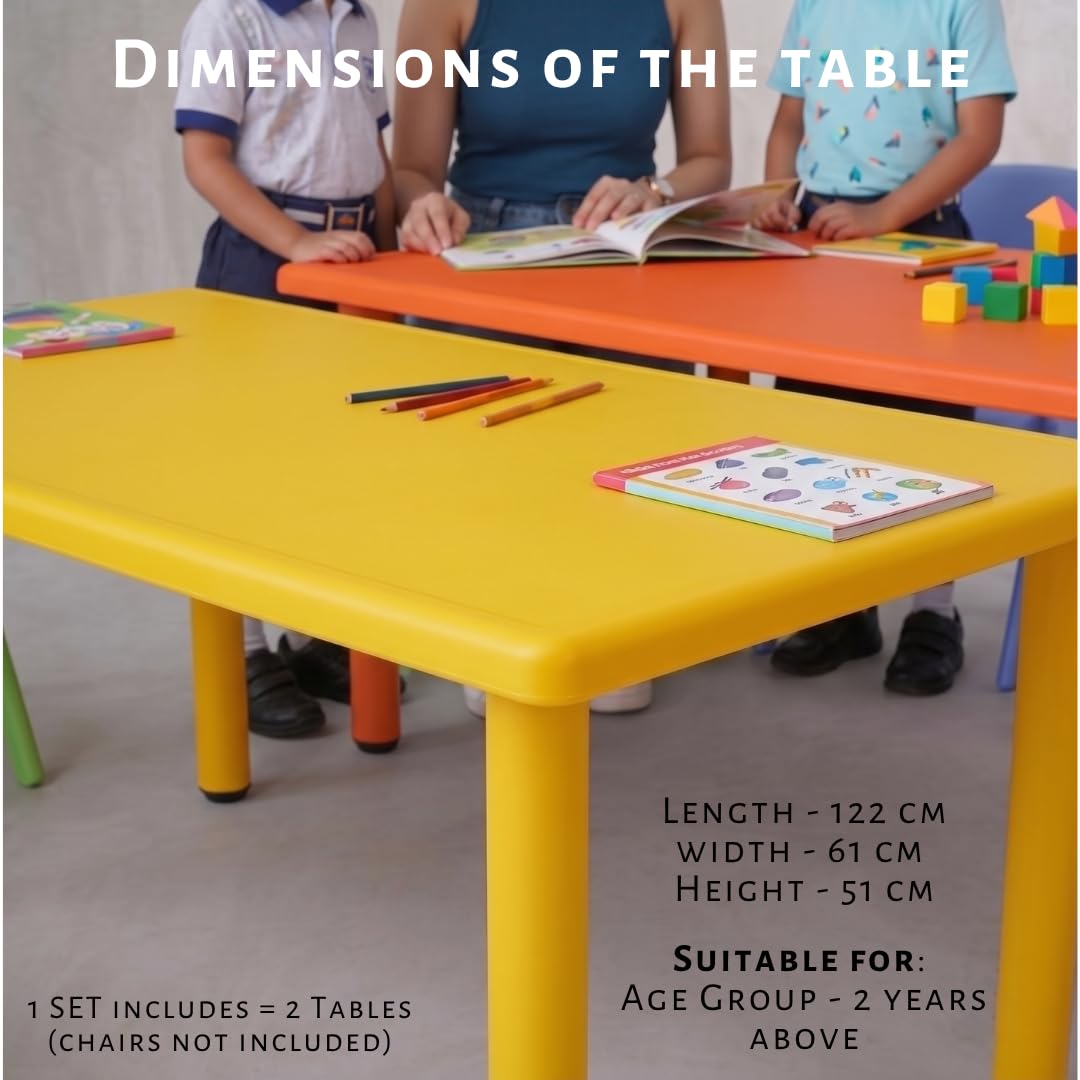 eHomeKart Rectangle Kids Table Set of 2 – Two Plastic Study Table for Home or School (48" L x 24" B) – Indoor & Outdoor Use – Color May Vary – Chairs Not Included 3