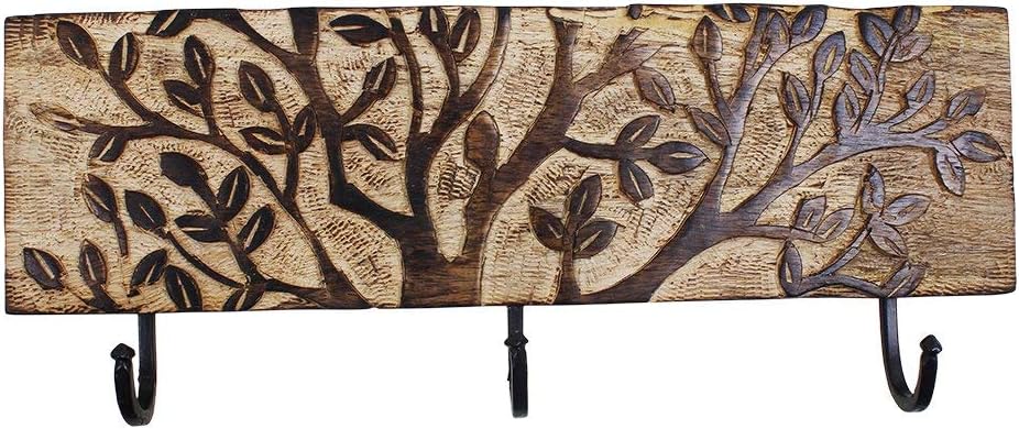 Artisan Of India Wooden Wall Hooks Key Holder Wall Mounted Hat Coat Hook Rack Jacket Towel Racks
