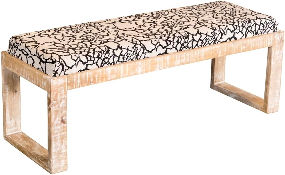 Coaster Home Furnishings Aiden Fabric Upholstered Accent Bench Distressed White 914138