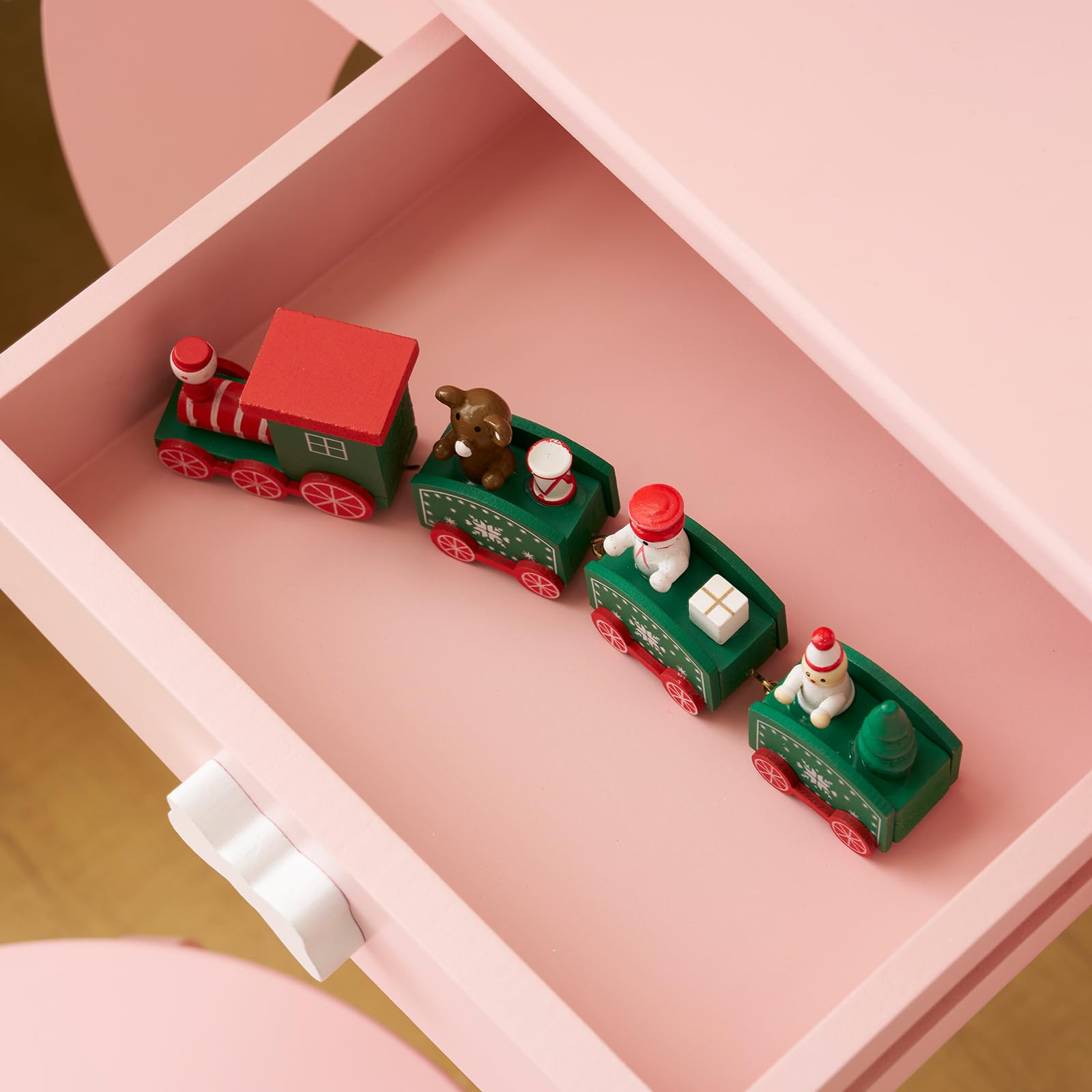LEADZM Coiffeuse pour Enfants avec Miroir à Trois Volets avec Tabouret, Lampe LED Tactile à 3 Couleurs (Rose)