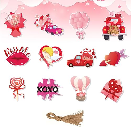 Miniatura 1 de Fineder Kit de decoración de remolinos colgantes de San Valentín, 12 piezas, papel de aluminio, decoración de techo para San Valentín, boda, fiesta