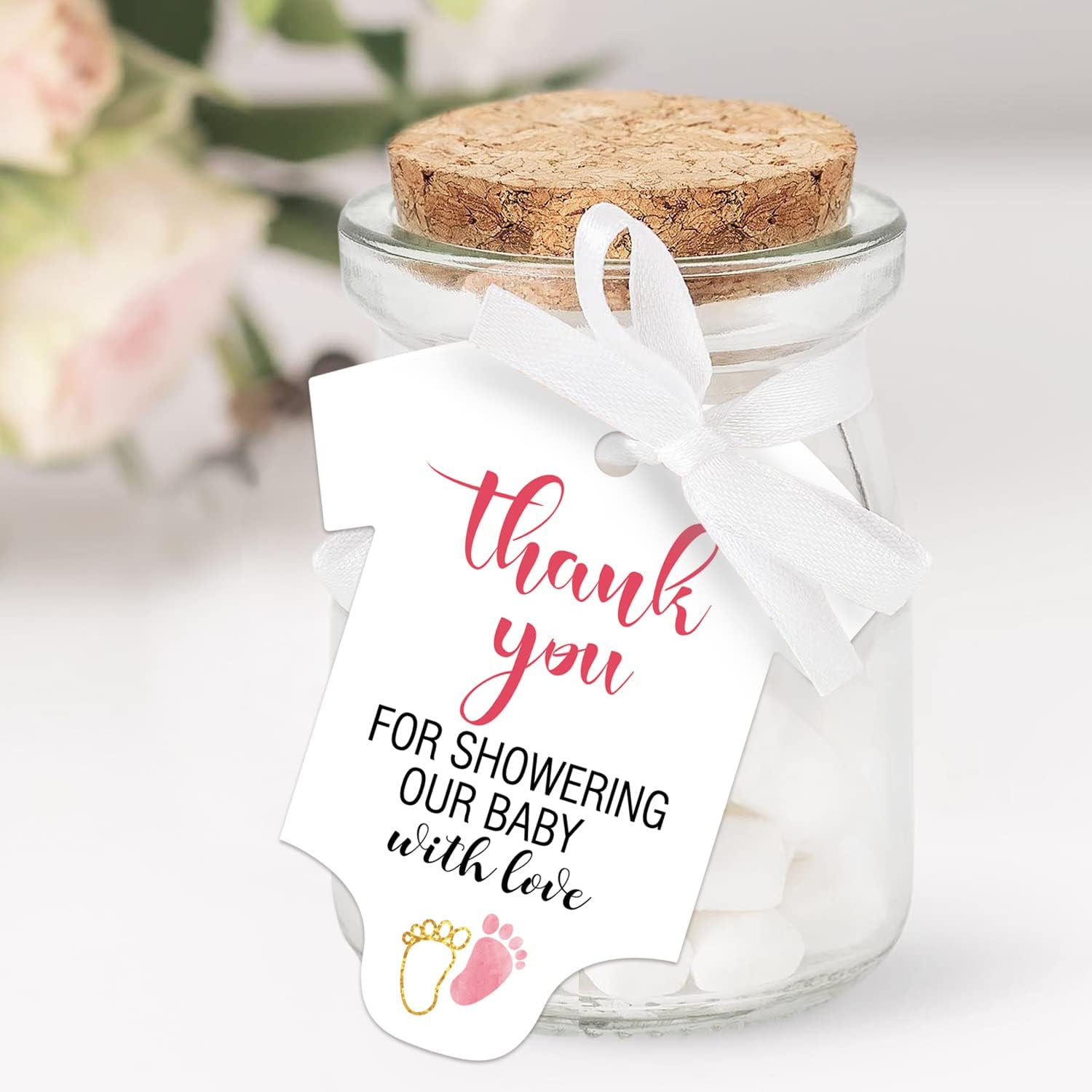 50 PCS Cute Pink Little Feet Thank You Tags - Baby Shower Favor Decorations - Image 5