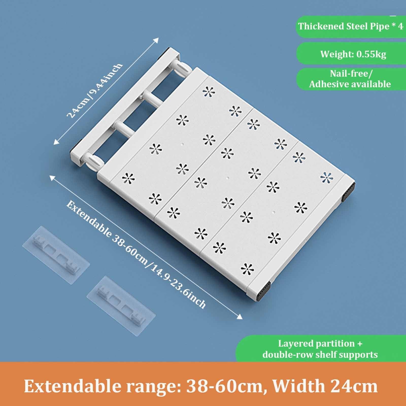 Juego de separadores de estantes ajustables en capas – Nizer de metal expandible para armario, armario, cocina y taquilla – 6 separadores de barra para optimizar