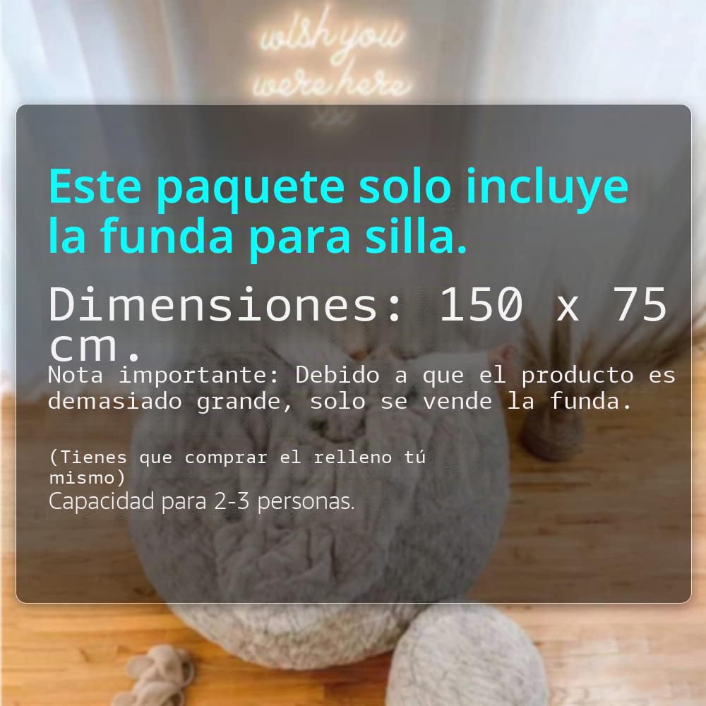 Funda para silla de bean, funda para silla de cama de esponja, funda protectora para dormitorio doble, balcón, sofá grande, redondo, suave, mullido, sin rellenos, solo funda