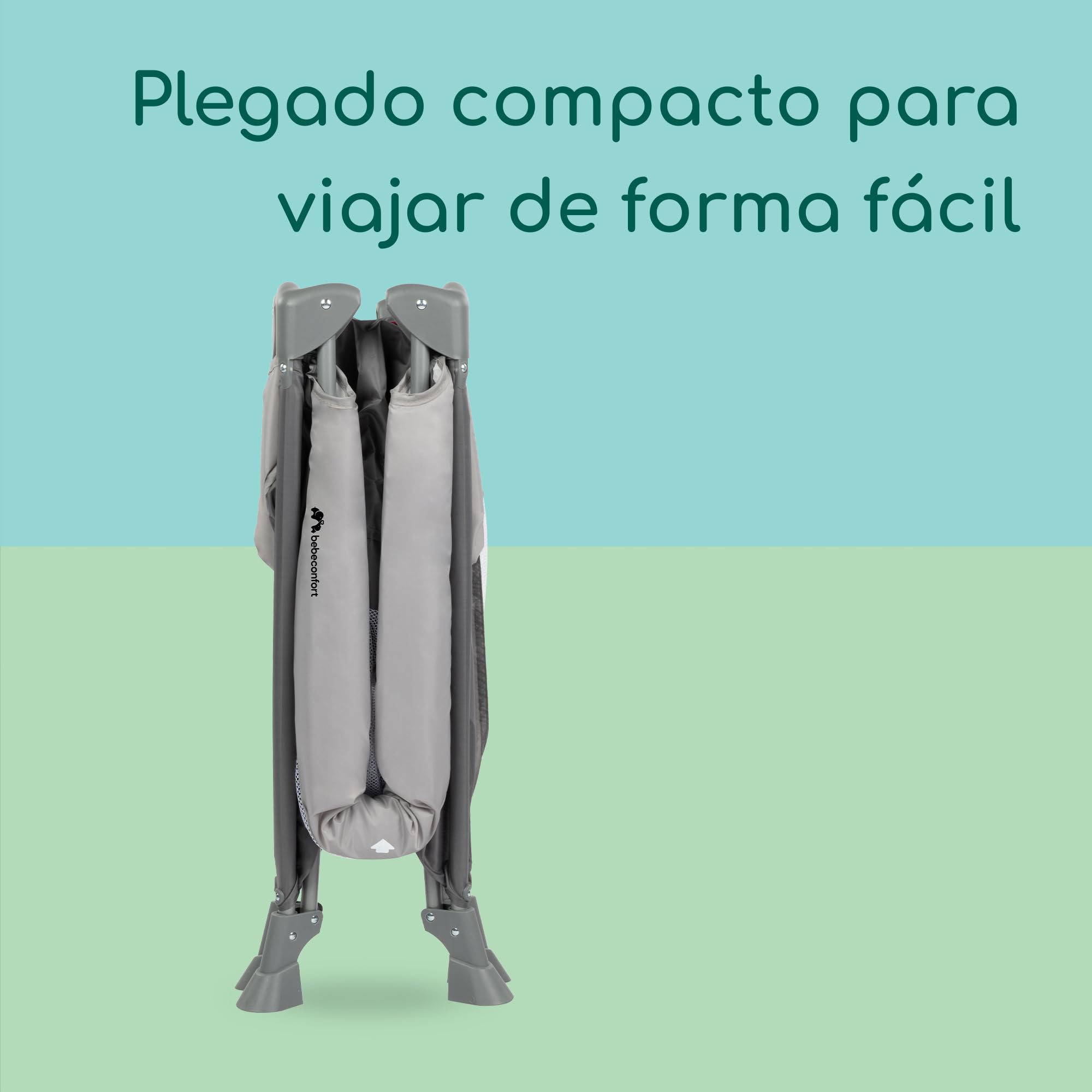 Bebeconfort Soft Dreams, Cuna de Viaje, 0-3 Años (0-15 kg), Cuna de Viaje Ligera, Colchón Espuma y Fibra de Madera (60x120 cm), Bolsa de Transporte, Plegado Compacto Tipo Paraguas, Grey Mist