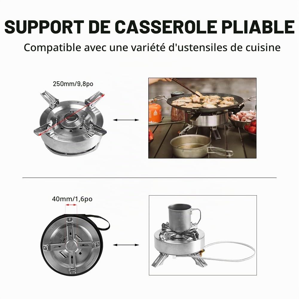 Fire-Maple Saturn Réchaud à Gaz de Camping de Haute Puissance 4400W | 11000W avec Double Préchauffeur, Brûleur à Gaz Pliable et Portable avec Étui de Transport