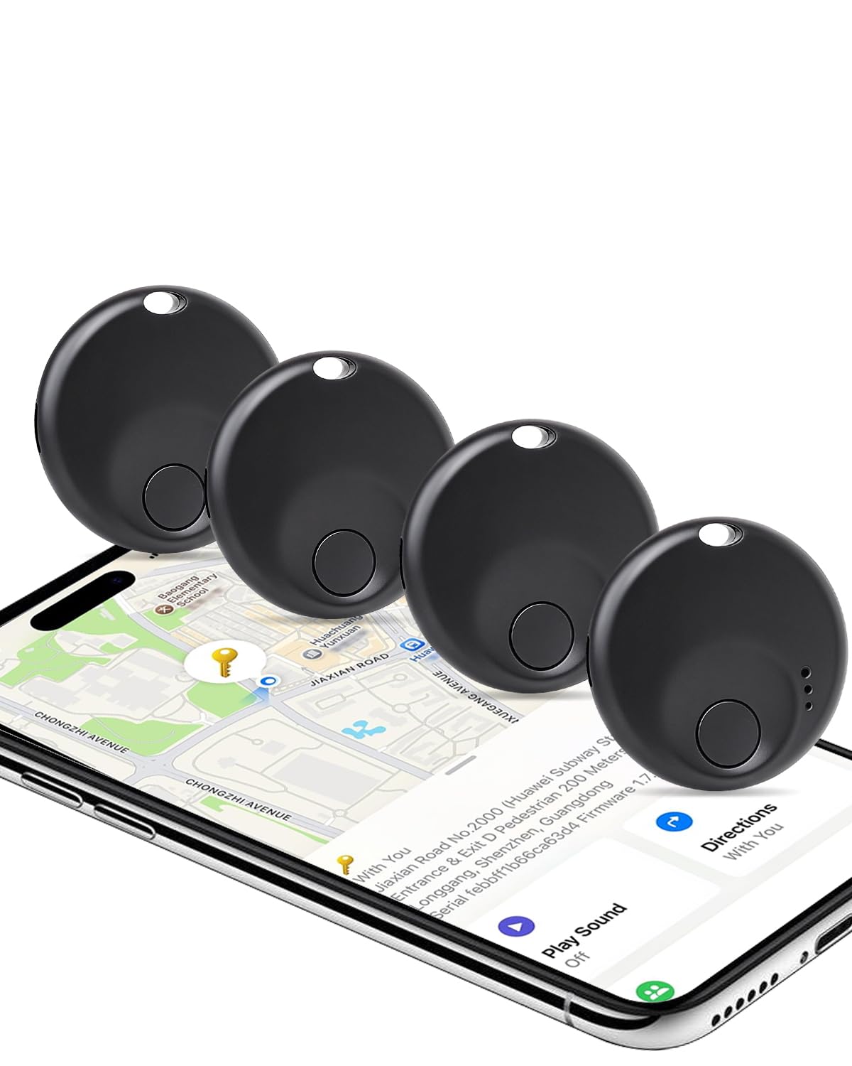 Air Tags-4 Pack, Bluetooth Keys Finder Luggage Tracker Works with Apple Find My APP, Item Locator for Luggage, Backpack, Suitcases, Black (iOS Only)