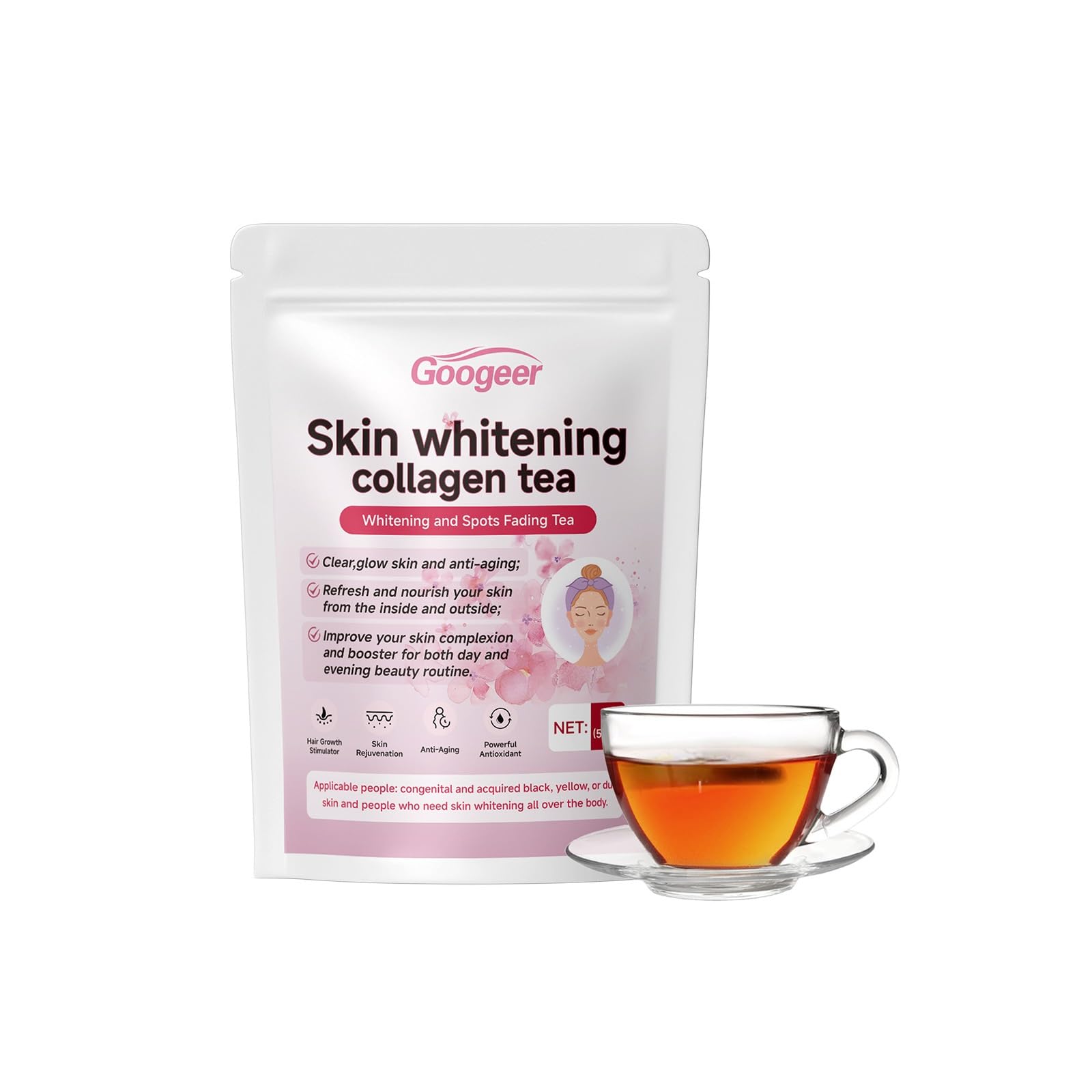 Té De Colágeno Blanqueador A Base De Hierbas Con Té Verde Y Poria Cocos: Ilumina Profundamente La Piel Y Realza La Luminosidad Del Cutis.(1PCS)