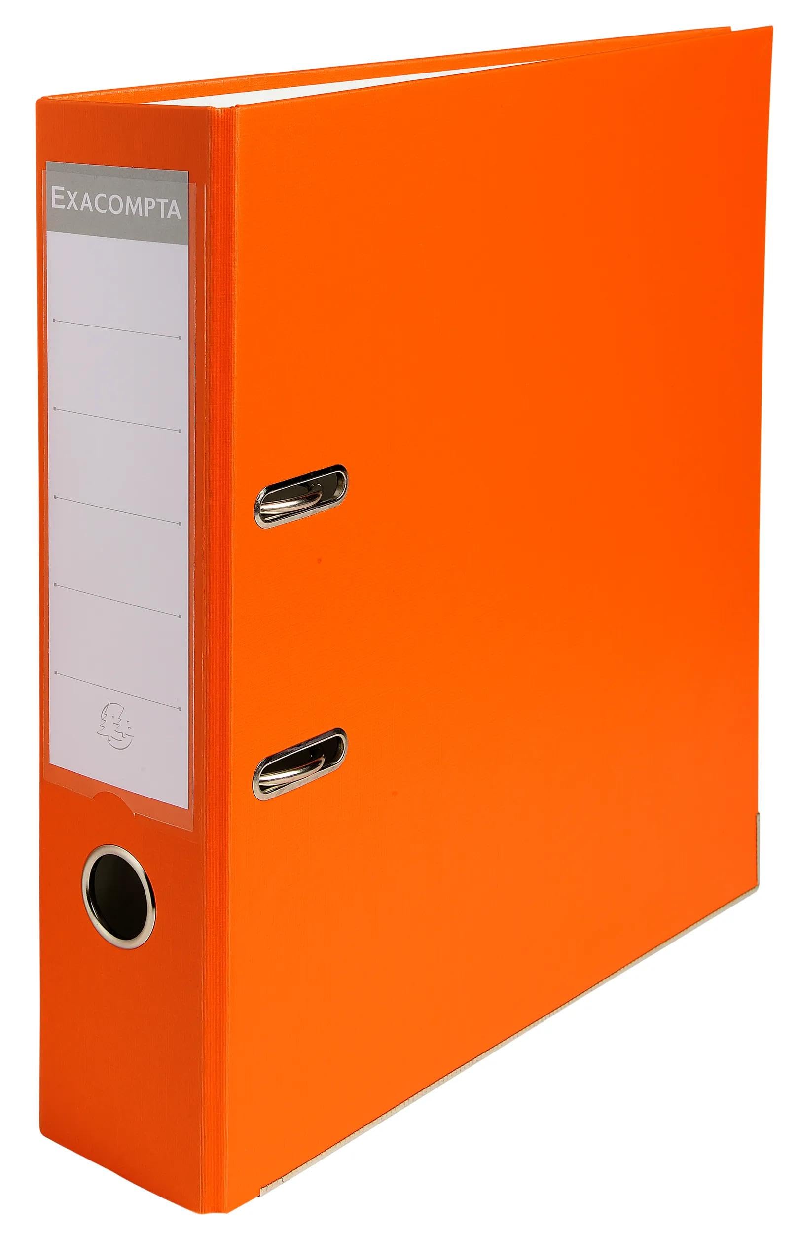 Exacompta - Réf. 918414B - Carton de 20 classeurs à levier A4 - Dos 80 mm - Mécanique 80 mm - Avec étiquette - Dimensions extérieures : 32x29 cm - Format à classer A4 - Orange