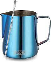 Vista 15 de Jarra de espuma de leche, jarra de vapor de café espresso de 12 onzas, accesorios para máquina de café capuchino de acero inoxidable, herramientas