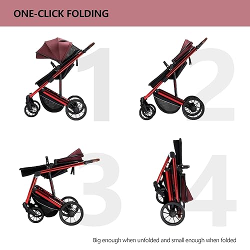 Miniatura 5 de Cochecito de bebé 5 en 1, cochecito de bebé reversible, cochecito de bebé plegable compacto, bidireccional con diseño de asiento reversible, con