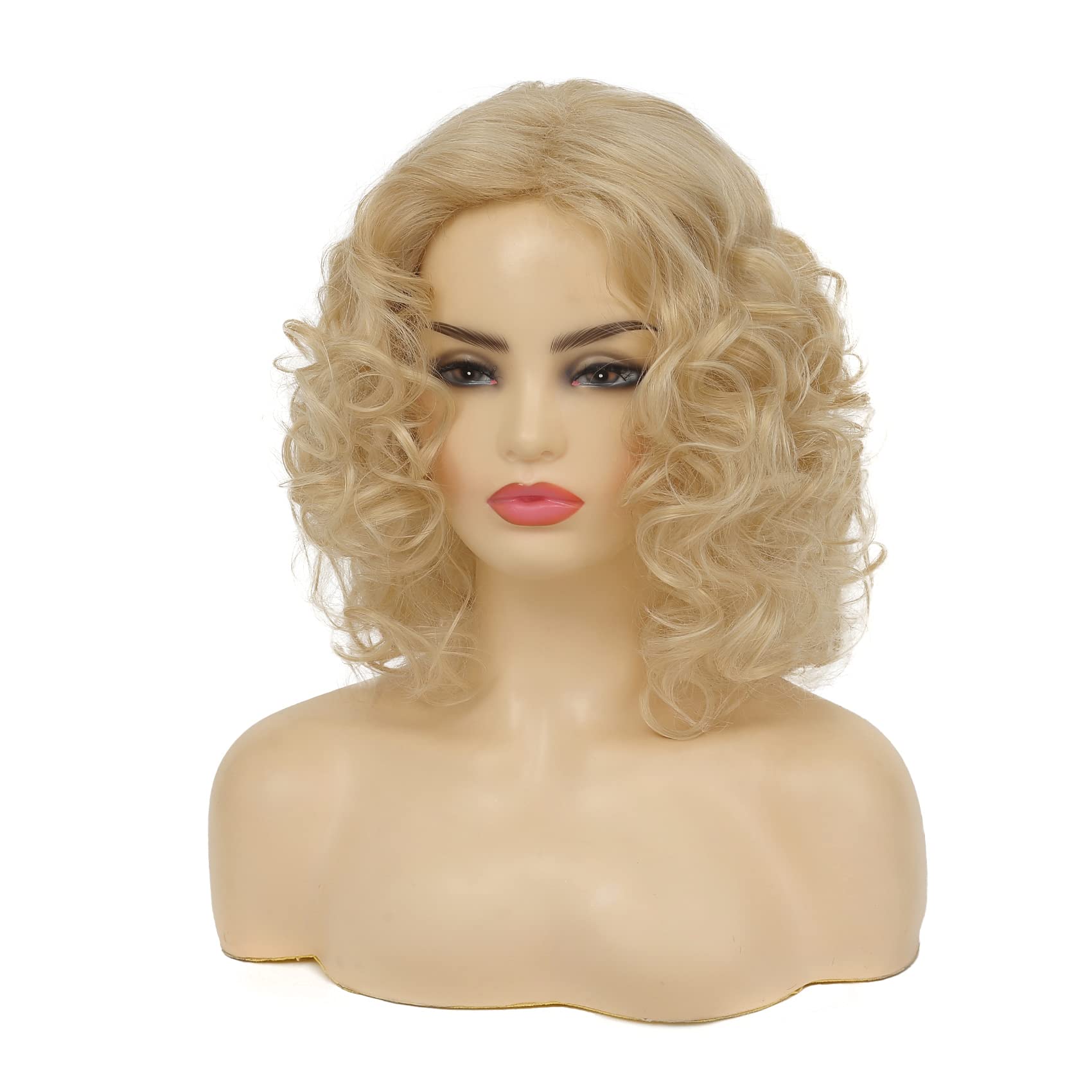 Shoulder Length Curly Blonde Heat Resistant Wig Blonde Curly Shoulder Length Wig: Heat Resistant Synthetic  main image 2