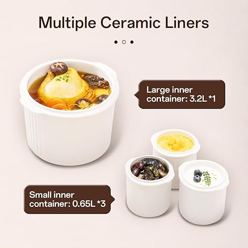 Miniatura 3 de Olla eléctrica para estofado, olla de cerámica para sopa, postres, nido de pájaro, múltiples revestimientos de cerámica, DGD32-32CG