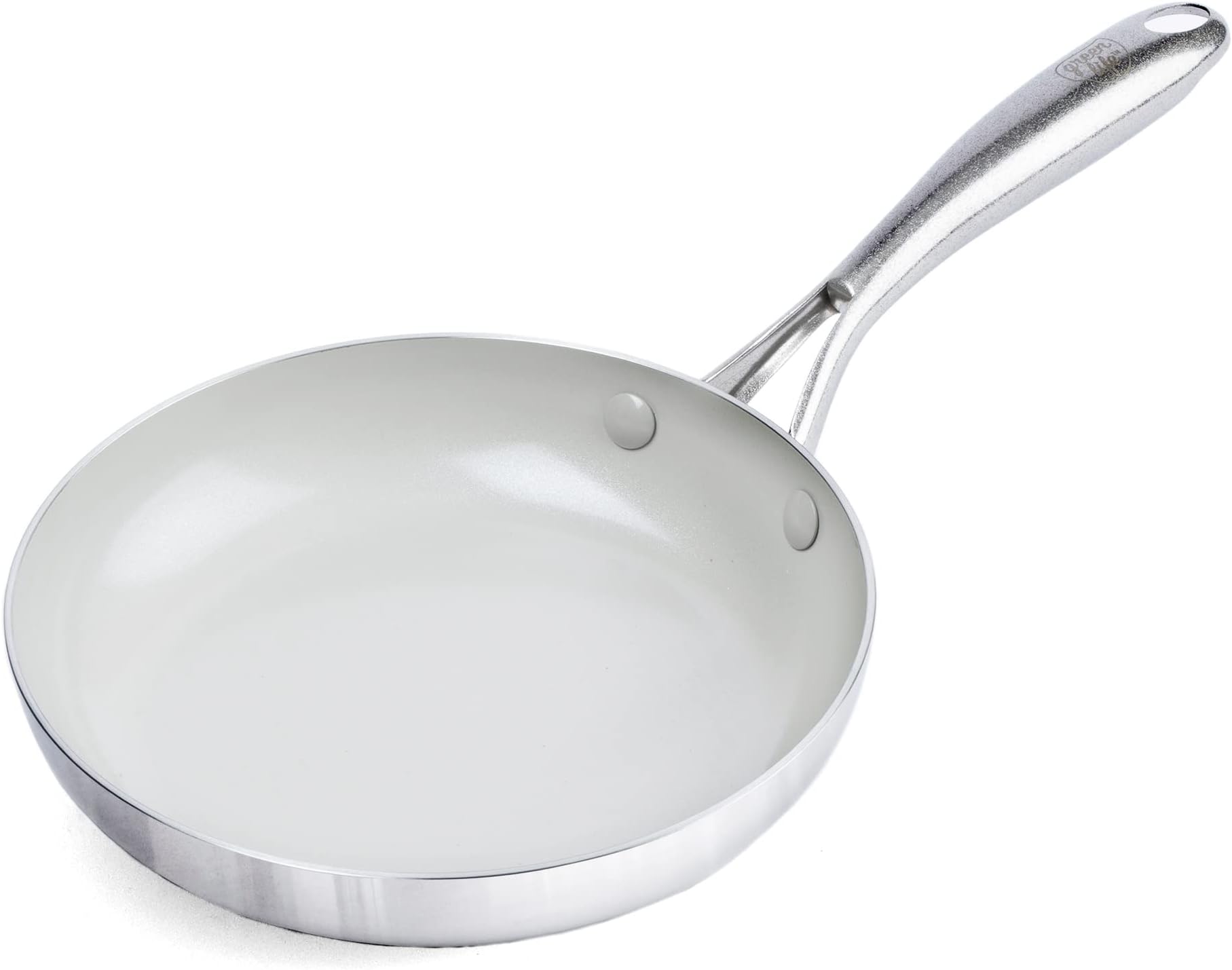 Tri-Ply Stainless Steel Healthy Ceramic Nonstick, 8" Frying Pan Skillet, PFAS-Free, Multi Clad, Induction, Dishwasher Safe, Oven Safe, Silver