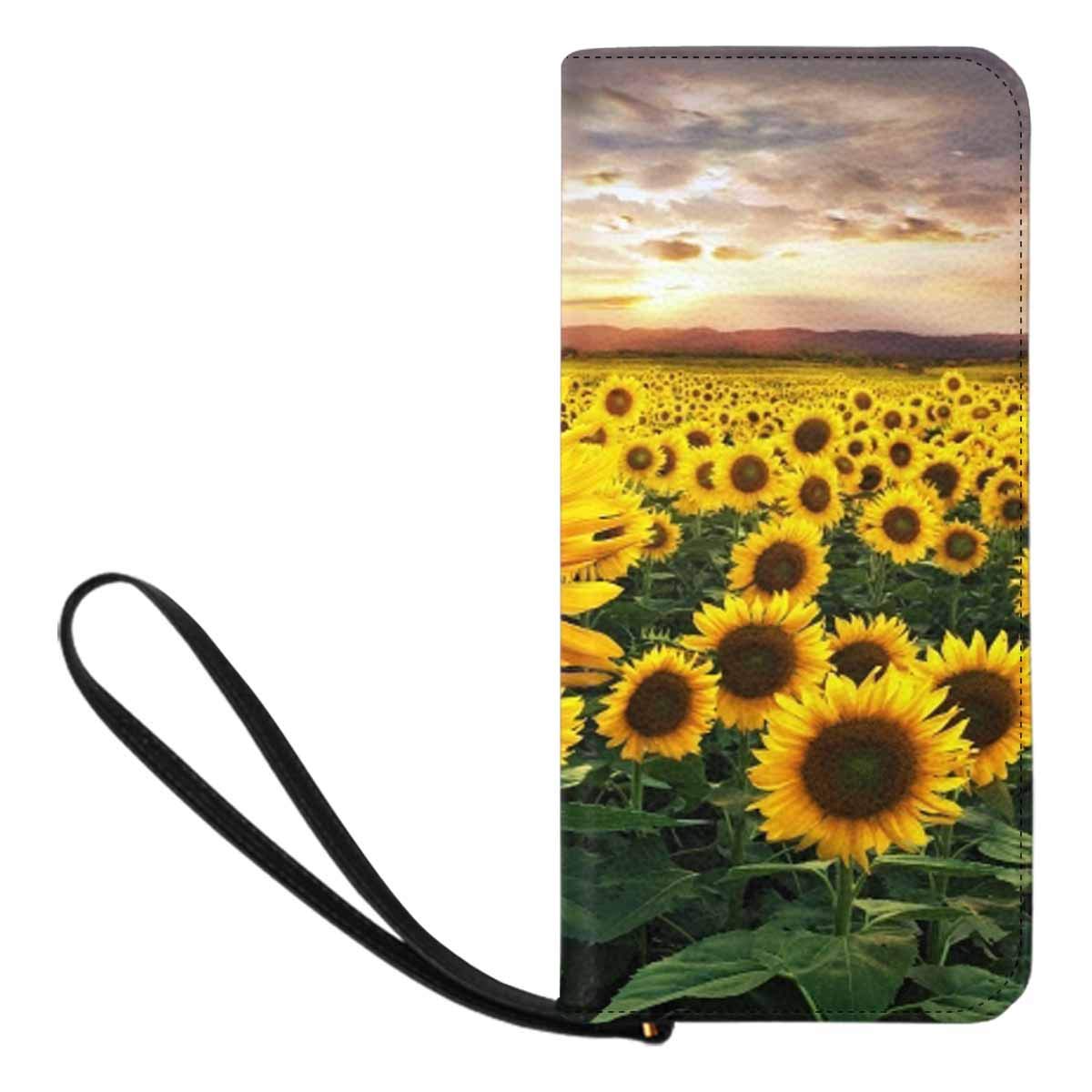 InterestPrint Sunflowers and Lavender Flowers Womens Clutch Wallet Large Wristlet Zipper Clutch Large Travel Purse