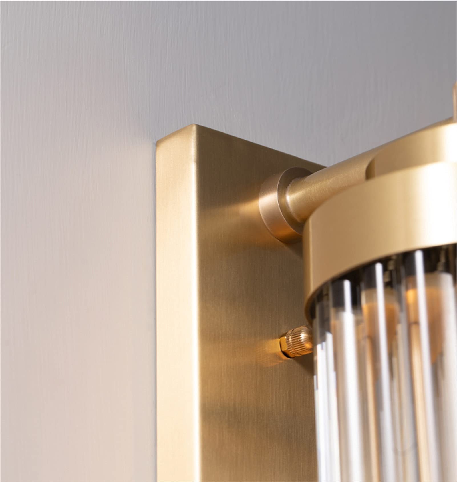 Aplique De Pared De Latón Cilíndrico Con Varilla De Vidrio, Lámpara De Pared De 2 Cabezales, Iluminación De Pared Interior, Aplique De Pared, E14, Dormitorio, Sala De Estar, Restaurante