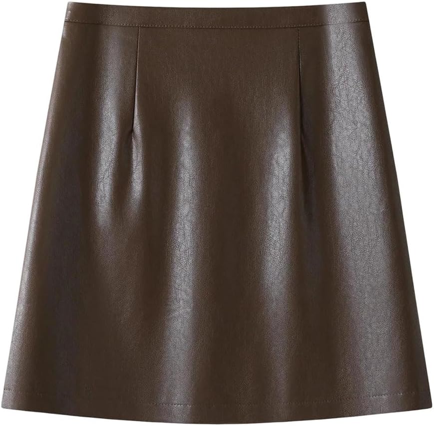 Women’S Pu Leather Mini Skirt High Waist Casual Party Short Skirt Spring