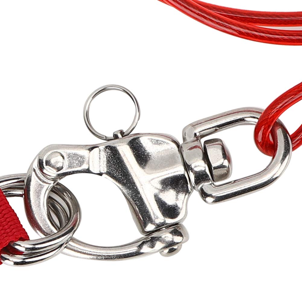 Laisse de Longe d'apnée, Corde de sécurité en Acier Inoxydable 316 Pro avec Mousqueton de Bracelet, Ligne de Vie sûre pour la Natation, la plongée en apnée et Les Sports