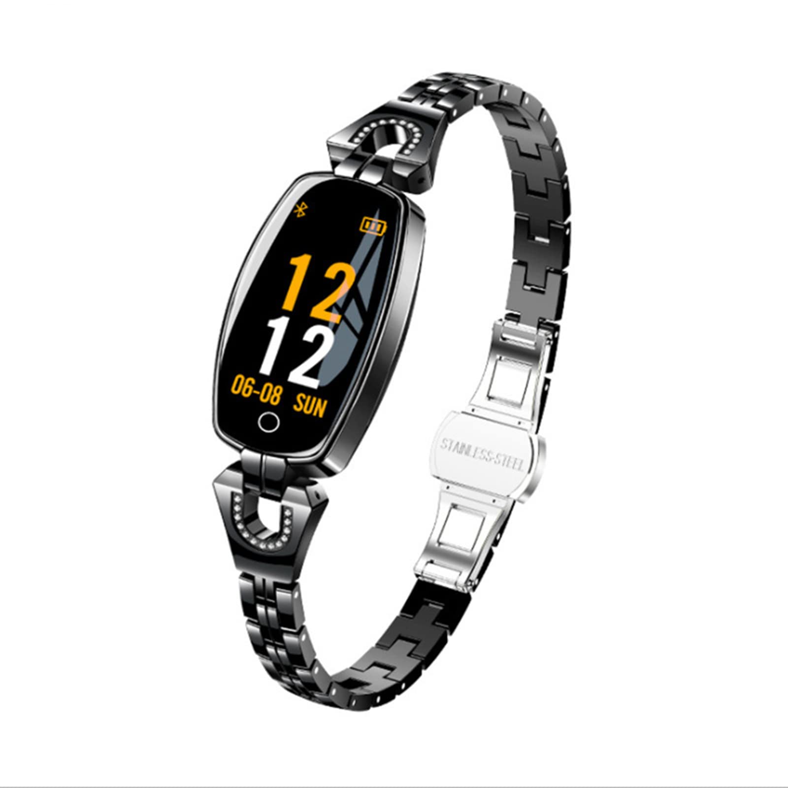 Damski smartwatch, modny ekran dotykowy, wodoodporny IP67, monitor aktywności z monitorem tętna, monitor snu dla systemu Android iOS, czarny