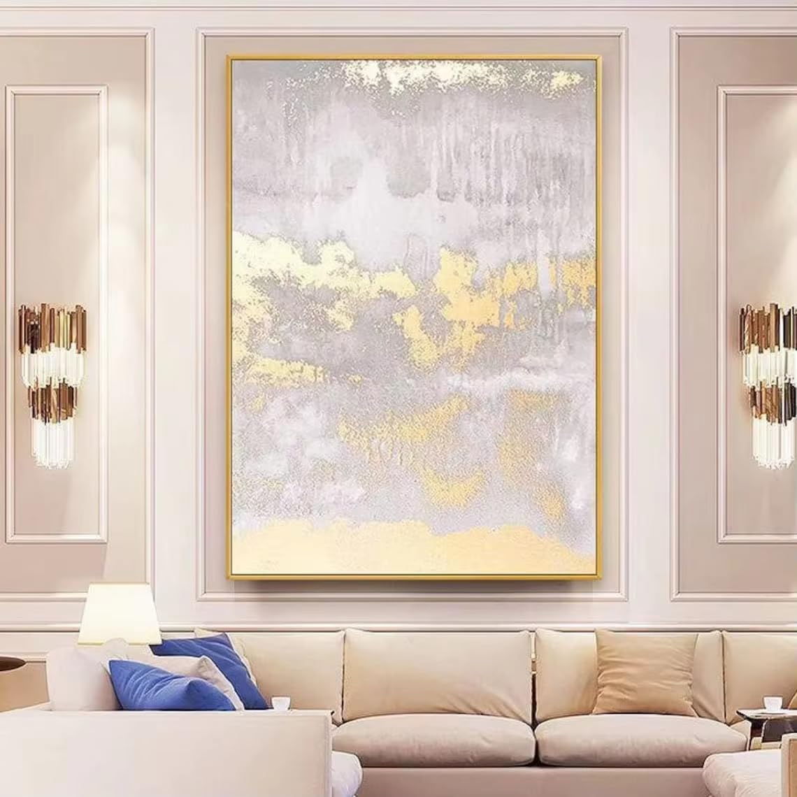 DFZEWKI Abstract Gold Pink Canvas Modern Colorful Living Room Wall Art for Living Room Home Decor(30x40cm(12x16in)/No frame)