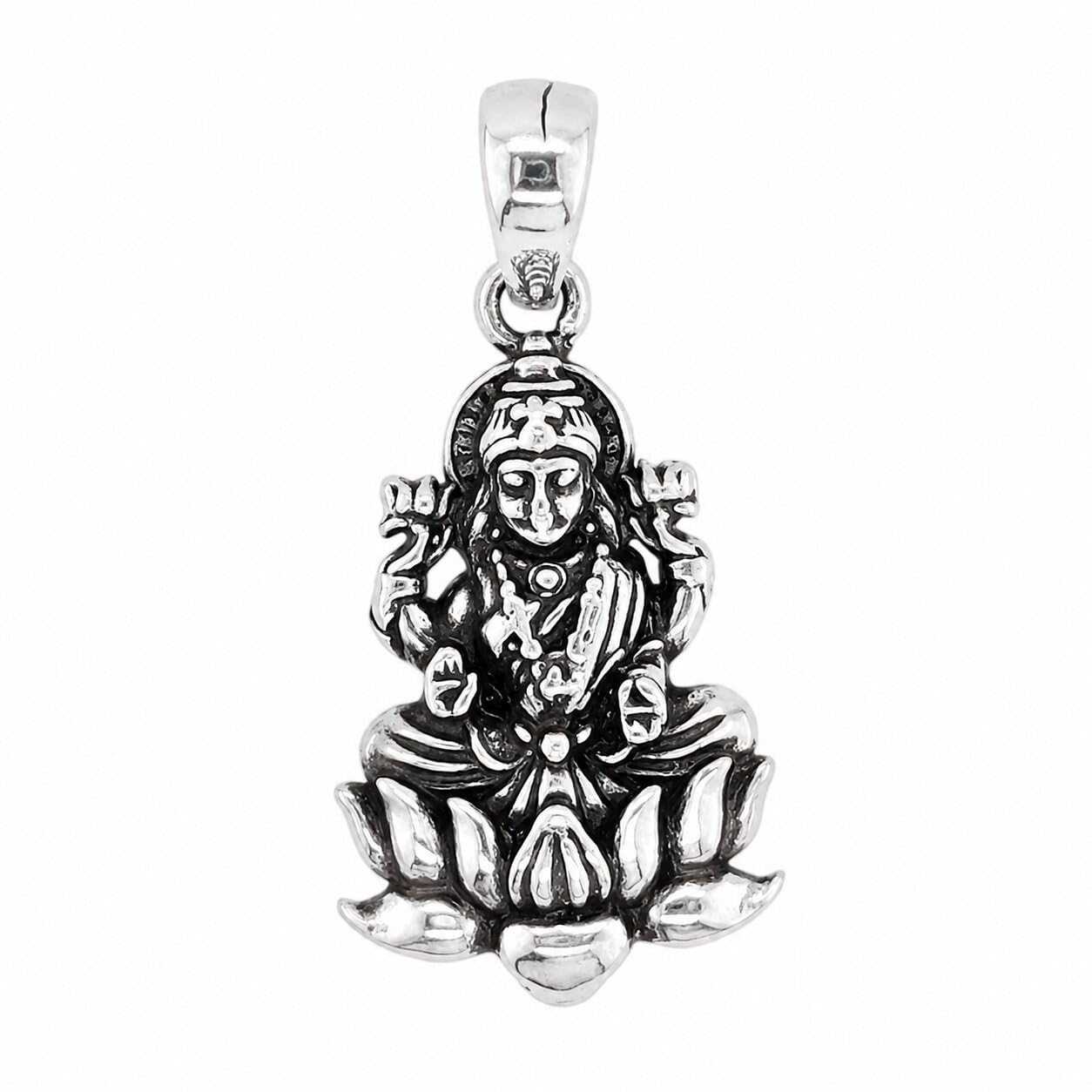 sahiba gems 925 Silver/Pure Chandi Laxmi Mata Lokcet Pendant For Unisex I With Black Cotton Thread ~ 2.850 Grams-picture-26