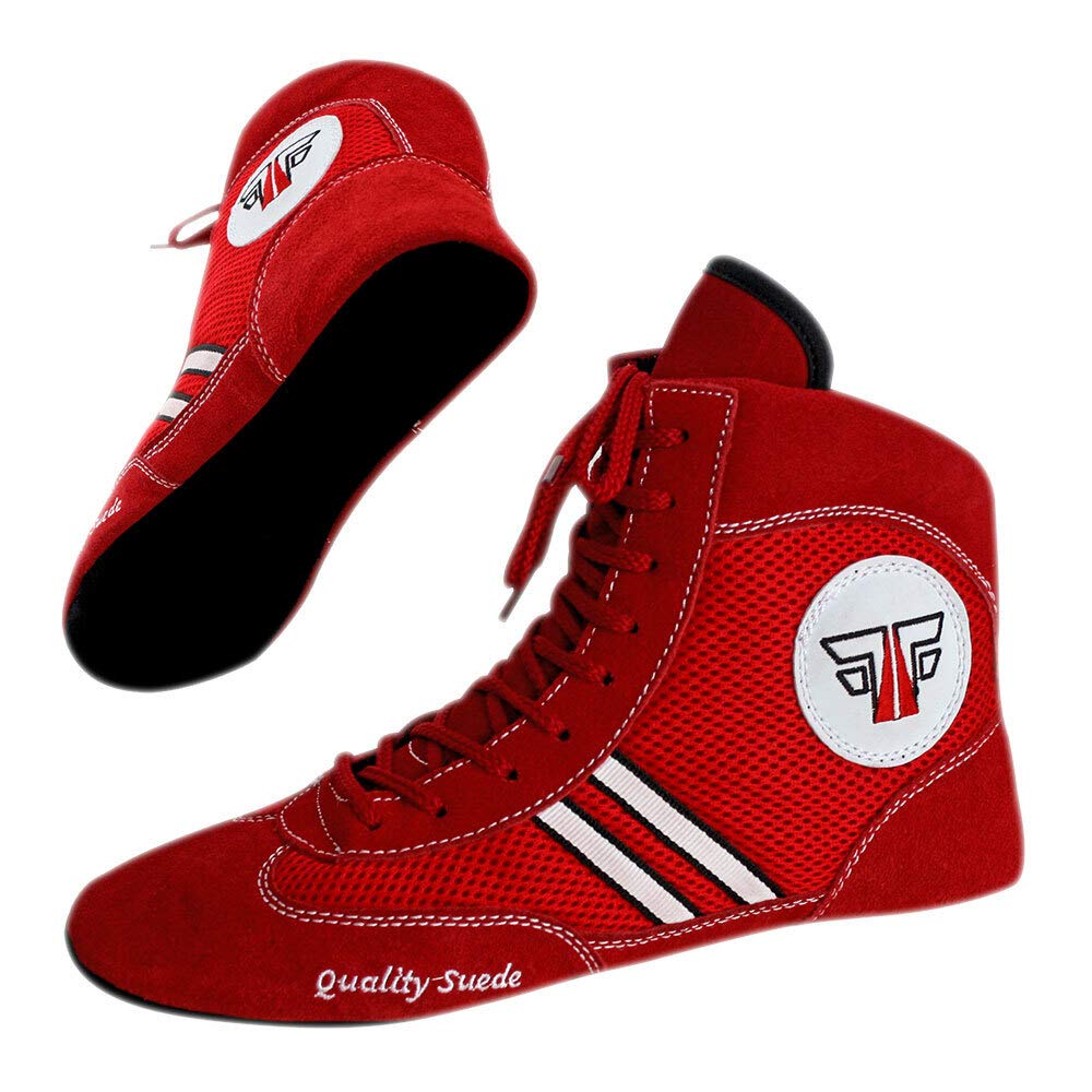 Fox-Fight, scarpe da sambo, ring o wrestling, in pelle scamosciata, colori nero-blu-rosso