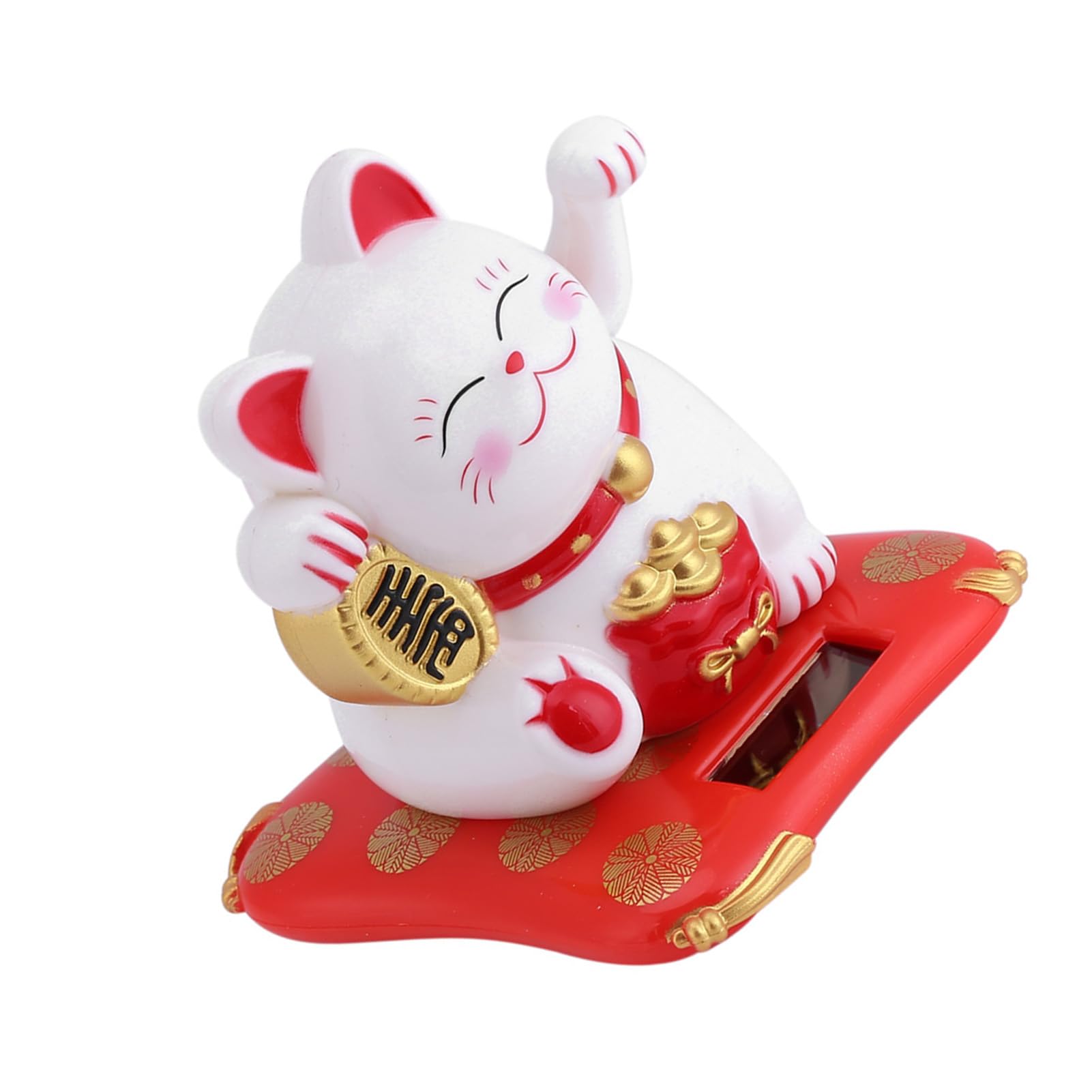 Calico Cat Machający Kot Japoński Maneki Neko Fortune Wealth Dekoracja Biurowa Samochodu Zasilanego Energią Słoneczną (Biała)