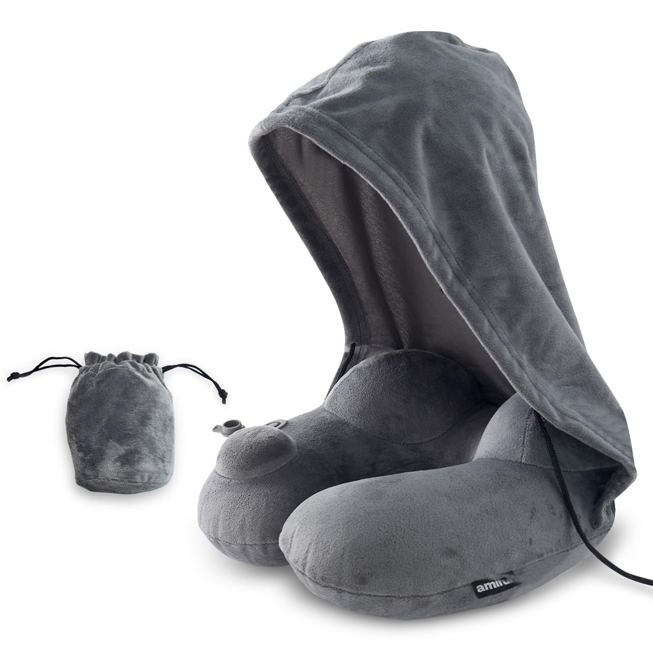 Amazon｜amifun ネックピロー 飛行機 車用 低反発 首枕 フード フード