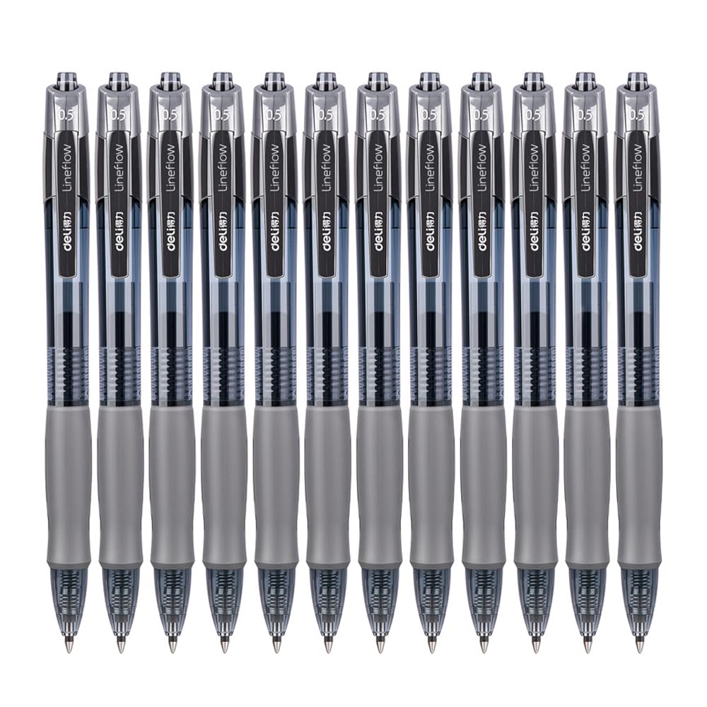 Goodern12 PCS Retractable Erasable Gel Pens,0.5 mm Gel Ink Rollerball Pens,Erasable Gel Pens Rolling Refillable Ink Pen Click Pens Ballpoint Pens for Students Writing School Office Supplies-Black