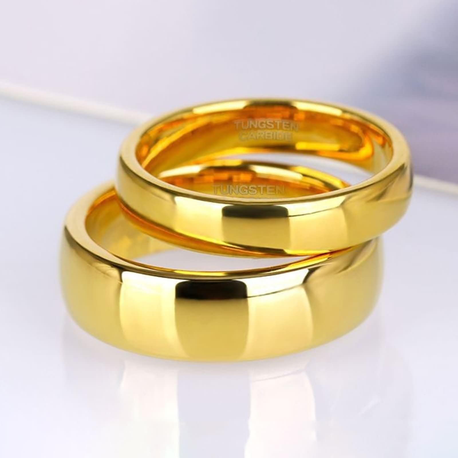 Bague Mariage Personnalisé Femme Homme Tungstène, 2MM/4MM/6MM/8MM Rond Poli Bague Homme pour Promesse Argent