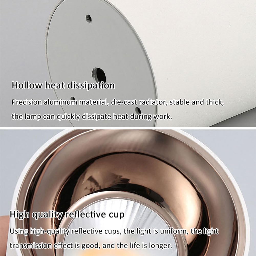 3 Pack White Ceiling Spotlight,LED Spotlight, Cylinder Surface Mount Accent Spot Light, Spot Lighting Fixture, Modern Ceiling Downlight Living Room Spotlights Lamps